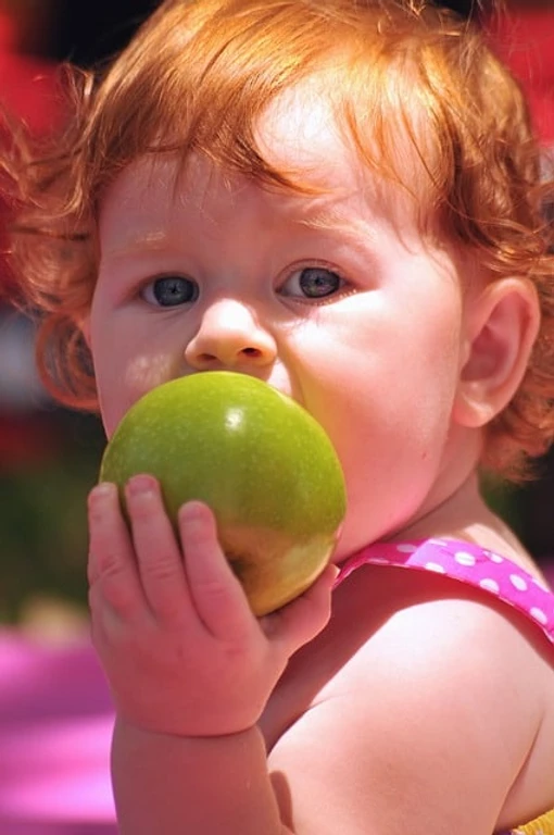 bebe qui mange une pomme