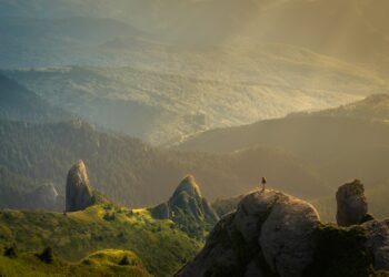 landscape photography of mountain hit by sun rays