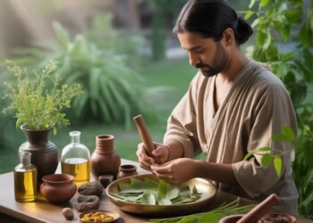 Préparation huiles ayurvédique et massage