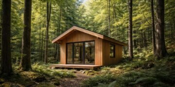 Vivre Dans la Forêt, Cabane en Bois, Minimalisme 8 Une petite cabane en bois simple entourée d'arbres verts dans une forêt paisible.