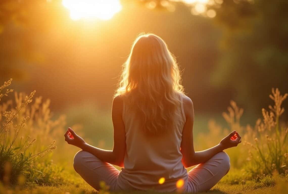 Fibromyalgie symbolique : douleur de vivre 1 Silhouette d'une personne en paix dans la nature — fibromyalgie symbolique douleur