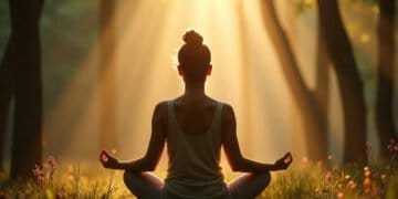 Body scan traumatismes : guérir en profondeur 5 Personne en méditation body scan dans une forêt lumineuse — méditation body scan traumatismes