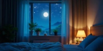 Chambre baignée de lumière lunaire la nuit — insomnie symbolique pensées