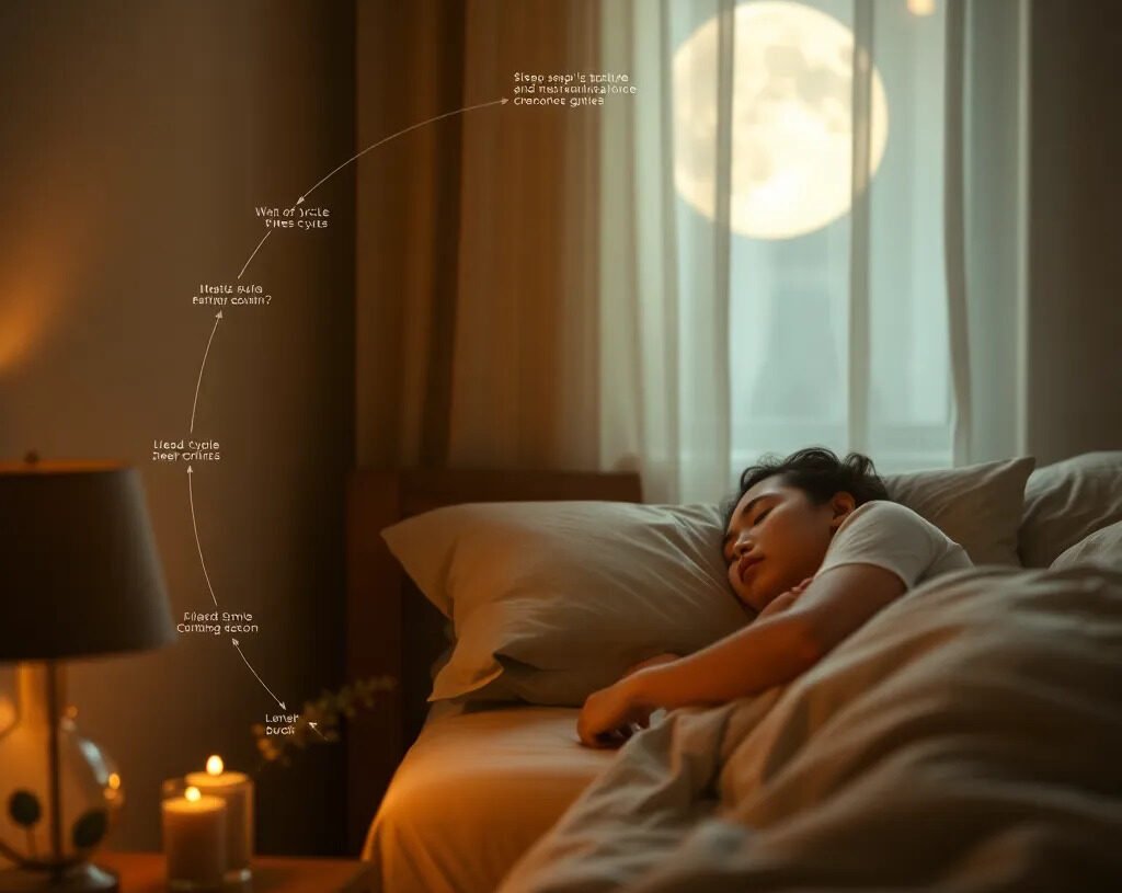 Chambre sereine au clair de lune évoquant les cycles de sommeil et la récupération nocturne