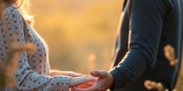 Jalousie en couple : comprendre et dépasser 4 Couple face à la jalousie, mains qui se tendent l'une vers l'autre dans la lumière dorée — jalousie couple