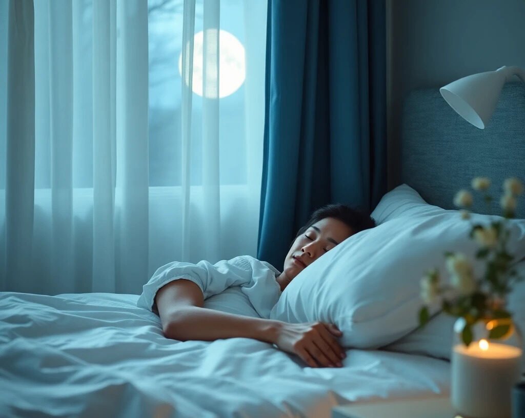 Personne dormant paisiblement, conscience de l'apnée du sommeil signes dans une chambre naturelle