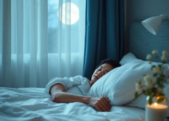 Personne dormant paisiblement, conscience de l'apnée du sommeil signes dans une chambre naturelle