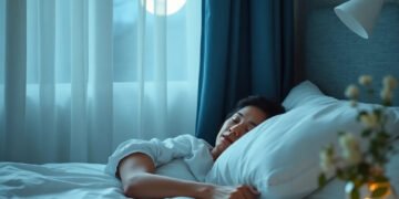 Personne dormant paisiblement, conscience de l'apnée du sommeil signes dans une chambre naturelle