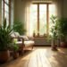 Intérieur zen avec plantes bambou et lumière naturelle — feng shui maison harmonie