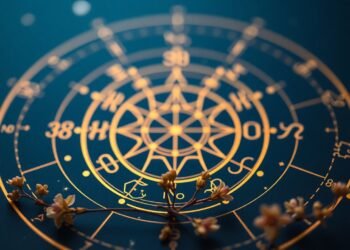 Carte des 12 maisons astrologiques avec cercle zodiacal doré sur fond bleu nuit — maisons astrologiques