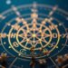 Maisons astrologiques : les 12 sphères de vie 7 Carte des 12 maisons astrologiques avec cercle zodiacal doré sur fond bleu nuit — maisons astrologiques