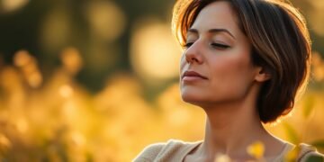 Méditation guidée contre le stress et l'anxiété 4 Femme méditant paisiblement en pleine lumière du matin, méditation guidée stress anxiété