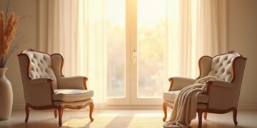 Attachement évitant : aimer à distance 2 Deux fauteuils espacés dans un salon lumineux, une couverture posée sur l'un d'eux : attachement évitant