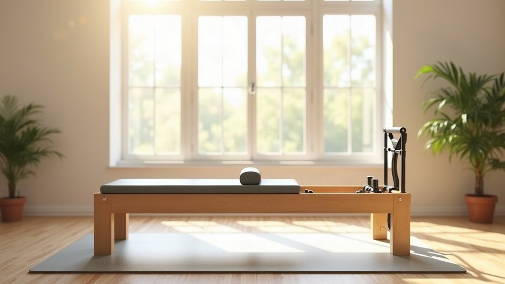 Le Pilates pour les hommes 1 Reformer et tapis de Pilates dans un studio lumineux, pilates pour les hommes