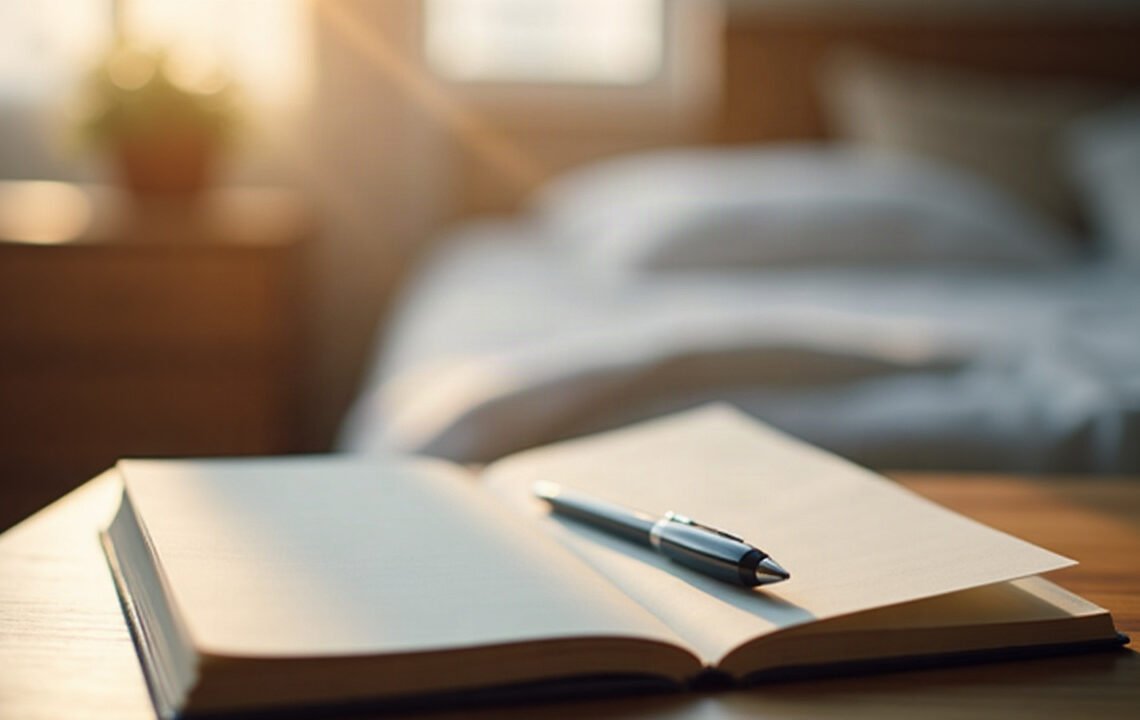 Cauchemars récurrents : ce qui aide vraiment 1 Carnet ouvert et stylo sur une table de chevet au petit matin : cauchemars récurrents