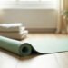 Diastasis : ce que le Pilates change 7 Tapis de Pilates deroule au sol dans un salon calme : diastasis et reprise en douceur