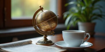Horoscope : ce qu'il vaut vraiment 4 Sphère armillaire en laiton et journal ouvert sur un bureau au petit matin : horoscope