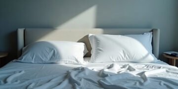 Paralysie du sommeil : le corps reste endormi 5 Lit défait éclairé par la lumière froide du petit matin dans une chambre immobile, paralysie du sommeil