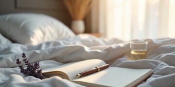 Le rêve lucide : ce qui est démontré 2 Carnet de rêves ouvert et stylo posés sur un lit clair au petit matin : rêve lucide