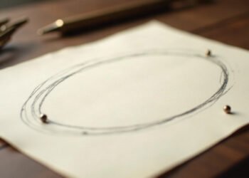 Tracé d’une orbite elliptique au crayon avec plusieurs repères identiques posés à des endroits différents de la même courbe , lune noire Lilith
