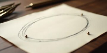 Tracé d’une orbite elliptique au crayon avec plusieurs repères identiques posés à des endroits différents de la même courbe , lune noire Lilith