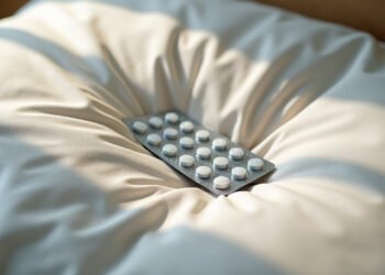 Plaquette de comprimés intacte posée sur un oreiller froissé, aucun comprimé retiré , médicaments et rêves
