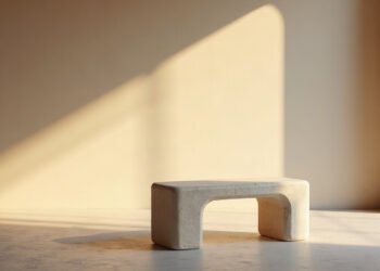 Siège de pierre vide dans la lumière du matin, se souvenir de ses rêves